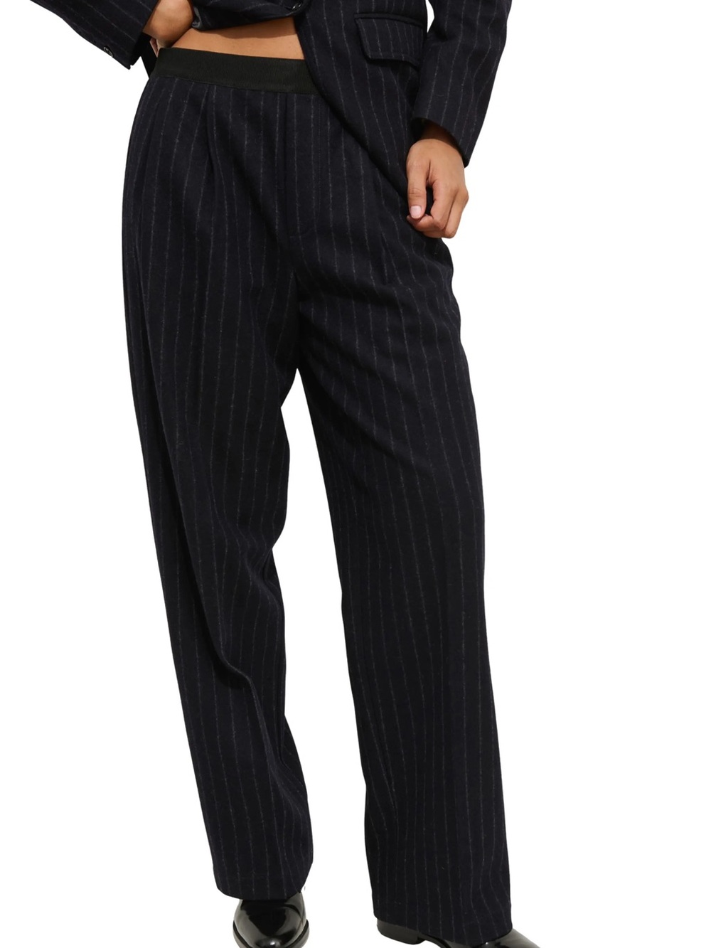 NWT Alex Mill Navy Pinstripe Wide Leg Pull-On Pants Size 8